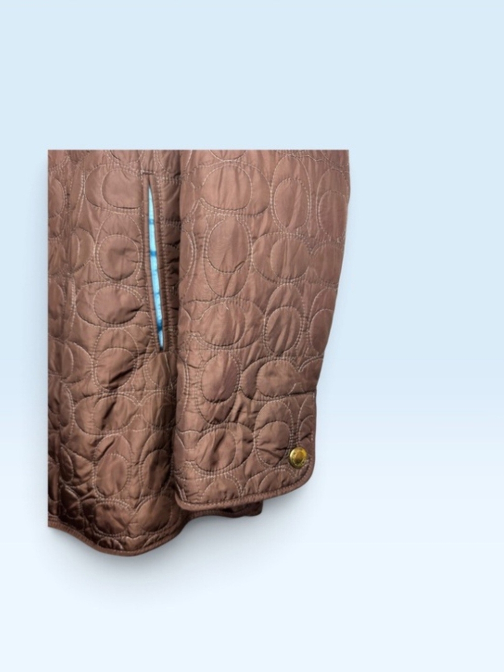 Coach Signature C Brown Quilted Snap-Front Jacket - Like New - Picture 4 of 7